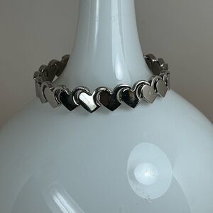 Vintage Taxco 7 Inch Sterling Silver Heart Bracelet